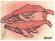 (333) Tonga Tapa Cloth From Mulberry Tree, Whale Postcard+ 2 Tonga Stamps At Back Of Postcard - Tonga