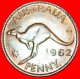 * PERTH: AUSTRALIA  1 PENNY 1962! KANGAROO LEFT! ELIZABETH II (1953-2022) LOW START NO RESERVE! - Penny