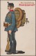 Suisse 1911. Carte De Franchise Militaire. Le Soldat Helvète : Fût De Bière Sur Le Dos, Chopes En Ceinturon, Saucisses - Bières