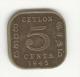 5 Cents Ceylan / Ceylon 1945 - George VI - Colonias