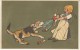 Child And Dog Fight Over Doll And Pull It Apart, Unsigned Artist Image, C1900s Vintage Postcard - 1900-1949