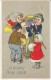 Happy New Year, Children Play Music Instruments Horn Drum C1910s Vintage Embossed Postcard - New Year