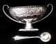 1859 ATKIN BROTHERS - SILVER SALT DISH AND SPOON - Argenterie