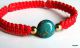 Bracelet Jaspe Sédimentaire Turquoise Pierre Semi-précieuse Sur Coton Ciré Rouge  Un Rouge Flamboyant Pour Accompagner C - Bracelets