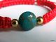 Bracelet Jaspe Sédimentaire Turquoise Pierre Semi-précieuse Sur Coton Ciré Rouge  Un Rouge Flamboyant Pour Accompagner C - Bracelets