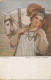 SOLOMKO S.  ABSCHEID FAREWELL COUPLE HORSE T.S.N. R.M. No.12 Vintage Old  Postcard - Solomko, S.