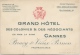 Carte Publicité/Note D'Hôtel. Cannes. Grand Hôtel Des Colonies &amp; Négociants. - Cartes De Visite