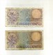 - ITALIE . BIGLIETTO DI STATO . LOT DE 2 BILLETS 500 L. 1974/79 . - 500 Lire