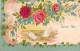 C.P.A Gaufrée De 1908 - BONNE FÊTE - Roses Touché Velours, Colombes, Lierre, Dos Non Divisé - Autres & Non Classés
