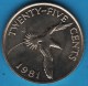 BERMUDA 25 CENTS 1981 ANIMAL OISEAU White-tailed Tropicbird - Bermuda