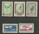 LETTLAND Latvia 1932 Michel 210 - 214 A * Leonardo Da Vinci Zeppelin Etc Incl INVERTED OPT (Mi 212 A) - Latvia