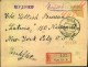 1920: Registered Letter With Multiple Franking From RIGA To New York - Lettland