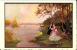 [DC4123] CARTOLINA - ILLUSTRATA - INNAMORATI IN RIVA AL FIUME - Viaggiata 1932 - Old Postcard - Couples