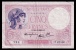 France 5 Francs 1939 VF- - 5 F 1917-1940 ''Violet''