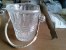 Secchiello Portaghiaccio Vetro Molato Con Pinze Anni 1940 Vintage-Ice Bucket-Seau à Glace - Karaffen