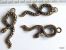 5 Breloque Serpent Bronze Très Réaliste Double Face Sans Nickel Ni Plomb Environ 33x11mm   Breloque Serpent Impression R - Perles