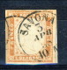 Sardegna C. 40 Vermiglio Arancio Chiaro (tinta 1857), N. 16Ab, Annullo Savona 3-4-1858 (G. Oliva) Cat. &euro; 800 - Sardegna