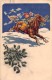 02796 "BUON NATALE" BAMBINO, CAVALLO, VISCHIO, NEVE  CART.  NON SPED. - Altri & Non Classificati