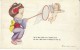 Chinese Stereotype, Girl Chases Cupid With Net, Romance, C1910s Vintage Postcard, Machine Cancel Postmark - Asia