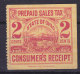 United States State Of Ohio 2 C. Prepaid Sales Tax Consumer's Receipt MNG (2 Scans) !! - Steuermarken