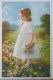 Litho CHROMO ILLUSTRATEUR MEISSNER 2422  Margaretchen Fille Fillette Elegante Robe Blanche Dans Champ De Fleurs - Feiertag, Karl