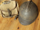 Casque Adrian 14-18 + Sacoche Militaire Et Insigne à La Grenade, French Helmet WW1 + Military Bag And Insign - 1914-18
