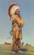 04543 "PUEBLO INDIAN DANCER IN FULL REGALIA"  ANIMATED. ILLUSTRATED POSTCARD, NOT SHIPPED. - America