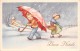 03302 "BUON NATALE"  ANIMATA, BAMBINI, OMBRELLO, CESTINO VIMINI CON DONI, NEVE.  CART. SPED. - Altri & Non Classificati