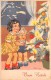 03330 "BUON NATALE" BAMBINI, ABETE, CANDELE, STELLA COMETA, FIRMATA. CART.  SPED. 1955 - Altri & Non Classificati