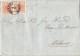 LV171- LOMBARDO VENETO- Lettera Del 1° Giugno 1854 Da Verona  A Milano Con 2 Valori 15 Cent .rosso 3° Tipo - Lombardo-Veneto