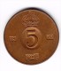 1970 Sweden 5  Ore Coin - Suecia