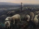 Antique Impressionist Austrian Emil Barbarini (1855-1933) Oil Painting Shepherd Sunset FREE SHIPPING - Oils