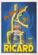 Postcard - Poster Reproduction - Cinq Volumes D´eau Ricard 1948 - Publicité