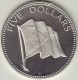 @Y@    Bahamas 1974 5 Dollars Silver Proof Coin, Flag  Zilver - Bahama's