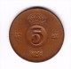 1970 Sweden 5  Ore Coin - Sweden