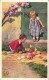 Delcampe - 6 Postcards Karl Feiertag Artist Signed &Numbered Girl Picking Apples Easter Chickens Birthday Wishes - Feiertag, Karl