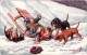 7 Postcards Karl Feiertag Artist Signed &Numbered Dog Teckel Dachshund Sledge Snowman Pig Mandolin - Feiertag, Karl