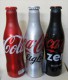 AC - COCA COLA ALUMINUM EMPTY BOTTLES 3 PIECES SET & CROWN CAPS - Botellas