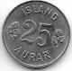 ICELAND 25 AURAR 1965  KM 11   Xf+ - Islande