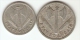 2 Monnaies France: 1, 2 Francs Type Bazor -  Anciens Francs - Vichy, Pétain - 1943, 1943 - Altri & Non Classificati