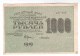 Russia/ 1000 Rubles 1919 Nedopechatka / Defect - Russie