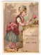 Jolie Chromo Calendrier 1879 1er Semestre Lithographie Romanet Paris Au Fidèle Berger Louis Fille Fleur Rose A7-4 - Sonstige & Ohne Zuordnung