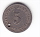 1899 Germany 'Holed' 5 Pfennig  Coin - 5 Pfennig