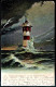 1382 - Ohne Porto - Alte Litho Ansichtskarte Leuchtturm Rothesandleuchtturm Bremerhaven Gel 1902 Sander & Sohn - Bremerhaven