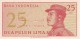 BILLETE DE INDONESIA DE 25 SEN AÑO 1964  (BANKNOTE) SIN CIRCULAR-UNCIRCULATED - Indonesia