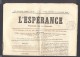 JOURNAL L´ESPERANCE Complet Du 21 Novembre 1856 Timbre Humide 6 C Noir  SEINE(fiscal) SUP - 1849-1876: Période Classique