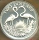 BAHAMAS $2 DOLLARS BIRDS FRONT SHIP BIRD EMBLEM BACK 1974 AG SILVER PROOF KM 66a READ DESCRIPTION CAREFULLY !! - Bahamas