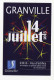 Publicité Cartonné "Feu D'artifice 14 Juillet 2015 - Granville / Concerts Du Théatre Marin" Manche - Normandie - Autres & Non Classés