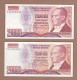 AC -  TURKEY 7th EMISSION 20 000 TL C LIGHTER & DARKER REDDISH COLORED PAIR  BOTH UNCIRCULATED - Turquie