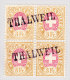 Heimat ZH THALWEIL Langstempel Auf 4-er Block Telegraphen Marken 3Fr 1881 #18 - Télégraphe